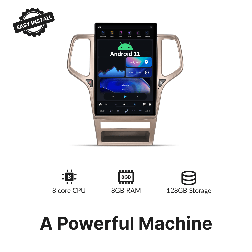Jeep Grand Cherokee 2010-2013 — 14.5" Tesla-Style Apple Carplay Screen - Car Tech Studio