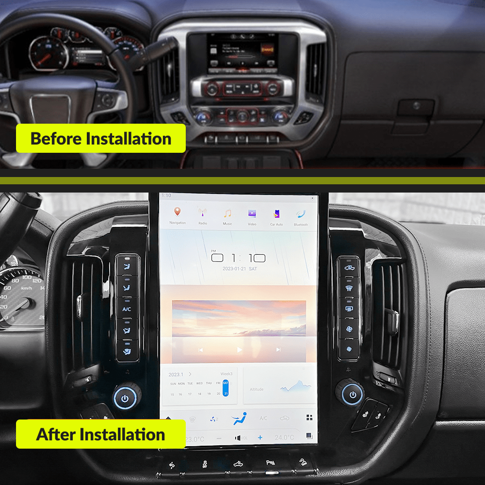 Chevrolet Silverado 2014-2018 — 14.4" Tesla-Style Apple Carplay Screen - Car Tech Studio