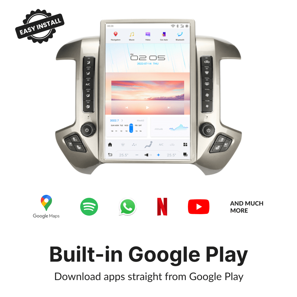 Chevrolet Silverado 2014-2018 — 14.4" Tesla-Style Apple Carplay Screen - Car Tech Studio