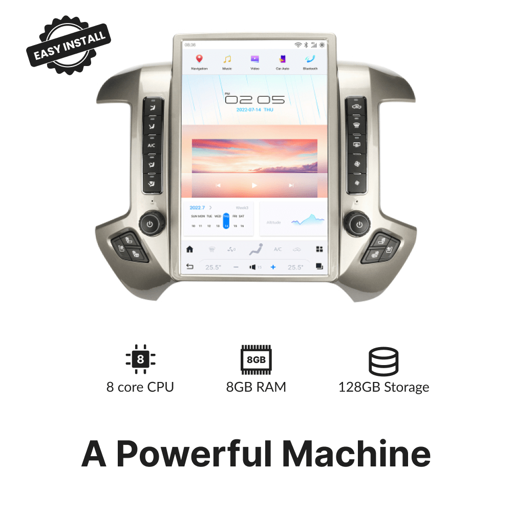 Chevrolet Silverado 2014-2018 — 14.4" Tesla-Style Apple Carplay Screen - Car Tech Studio