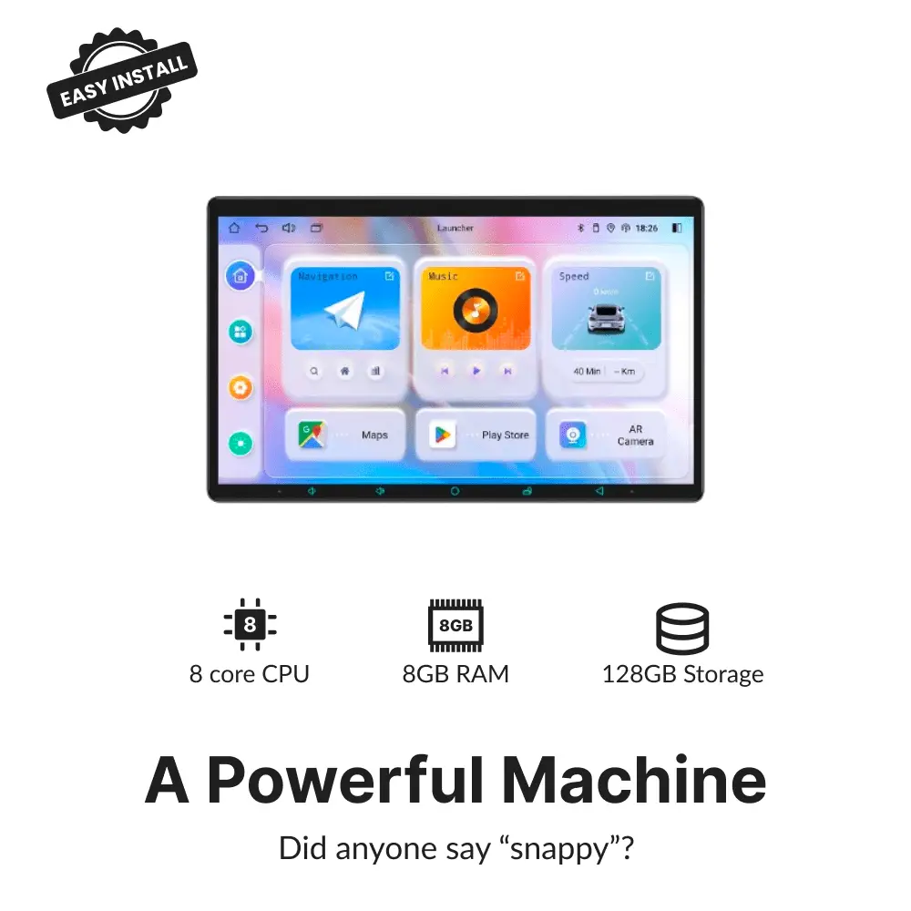 High-performance 11.6” Android Head Unit for Dodge Avenger 2009-2011 with 8-core CPU, 8GB RAM, and 128GB storage for smooth operation.