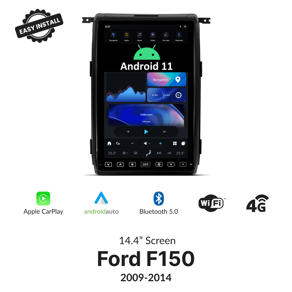 Ford F150 2009-2014 — 14.4" Tesla-Style Apple Carplay Screen - Car Tech Studio