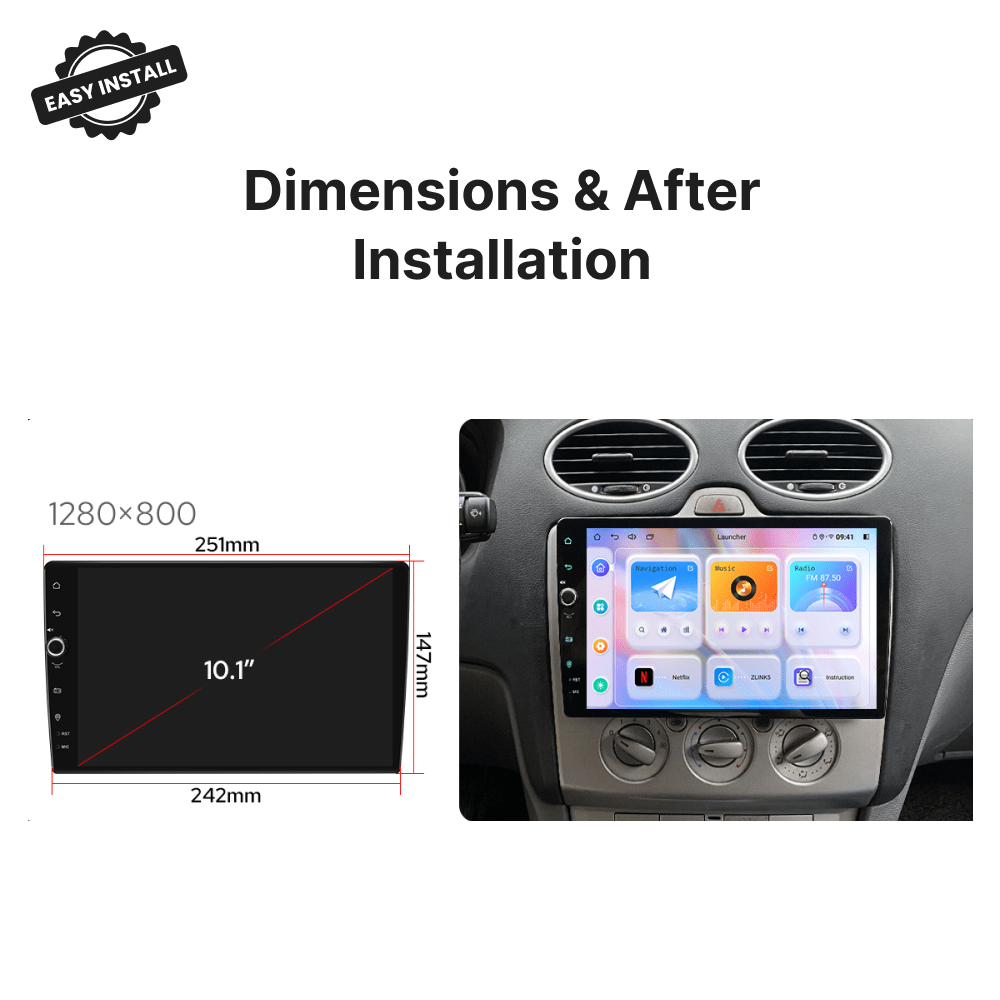 Ford Focus 2007-2011 — Premium 10.1” Carplay & Android Auto Head Unit With Volume Knob - Car Tech Studio
