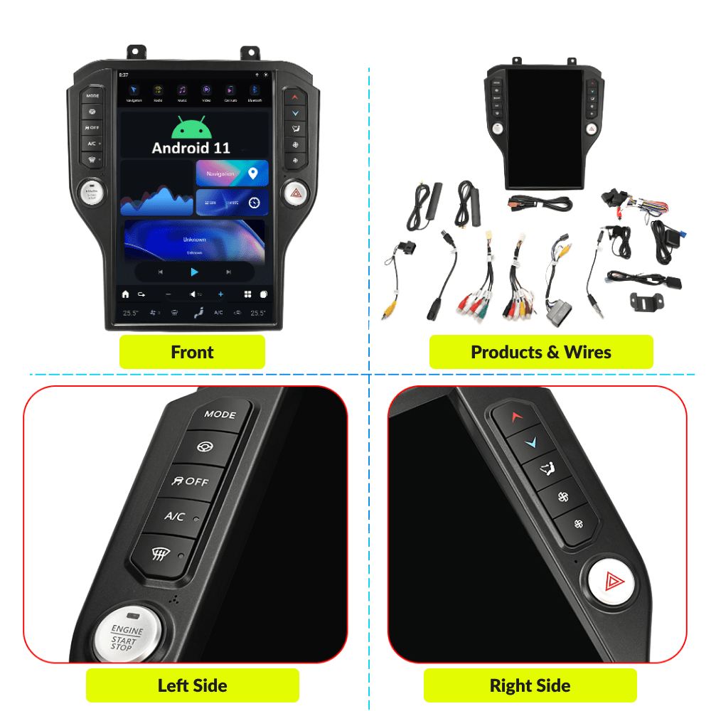 Ford Mustang 2015-2020 — 14.5" Tesla-Style Apple Carplay Screen - Car Tech Studio