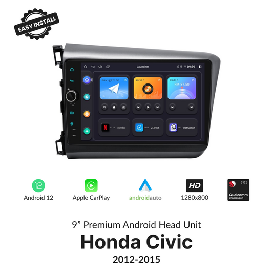 Honda Civic 2012-2015 — Premium 9” Carplay & Android Auto Head Unit - Car Tech Studio