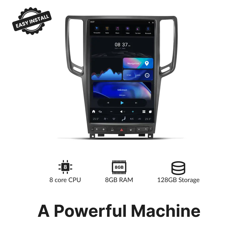 Infiniti G37 2010 — 14.4" Tesla-Style Apple Carplay Screen - Car Tech Studio