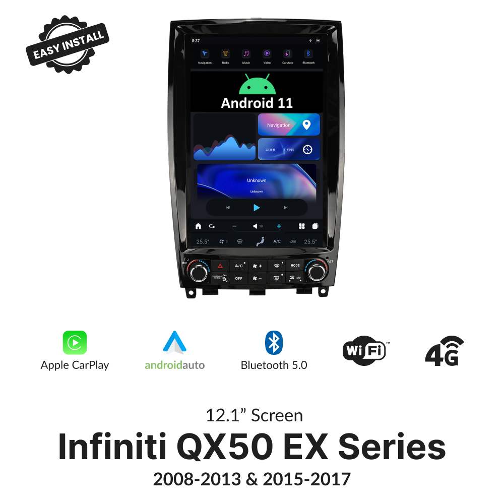 Infiniti QX50 EX Series 2008-2013 & 2015-2017 — 12.1" Tesla-Style Apple Carplay Screen - Car Tech Studio