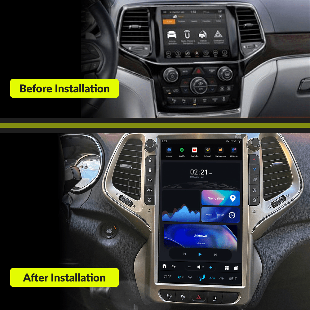 Jeep Cherokee 2014-2020 — 13.6” Tesla-Style Apple Carplay Screen - Car Tech Studio