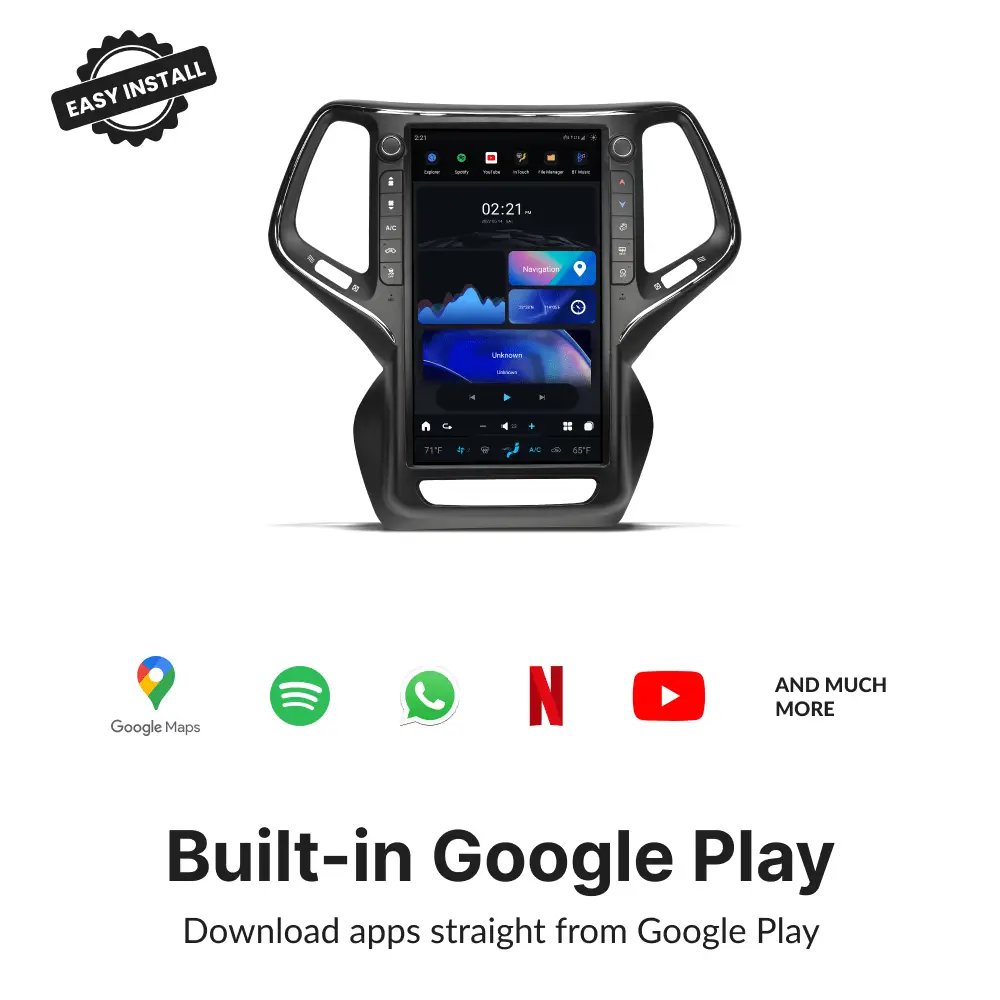 Jeep Cherokee 2014-2020 — 13.6” Tesla-Style Apple Carplay Screen - Car Tech Studio