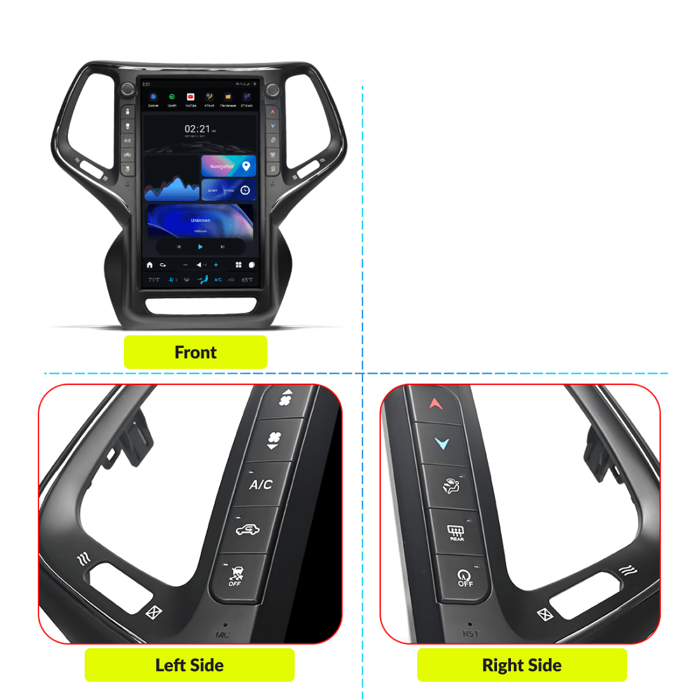 Jeep Cherokee 2014-2020 — 13.6” Tesla-Style Apple Carplay Screen - Car Tech Studio