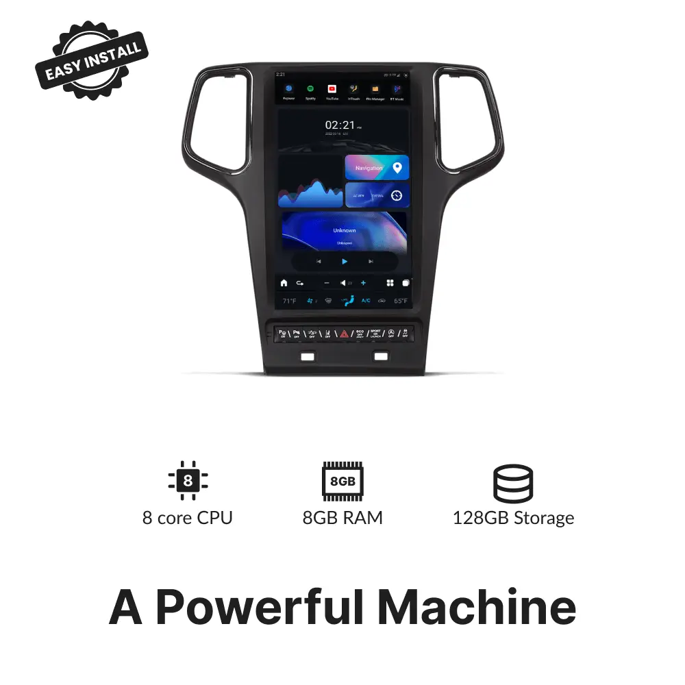 Jeep Grand Cherokee 2010-2019 — 13.6" Tesla-Style Apple Carplay Screen - Car Tech Studio