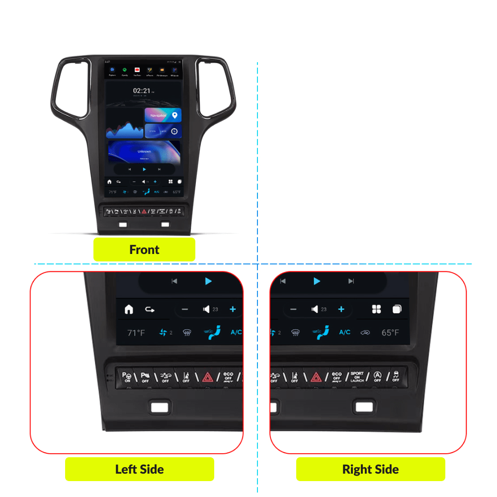 Jeep Grand Cherokee 2010-2019 — 13.6" Tesla-Style Apple Carplay Screen - Car Tech Studio