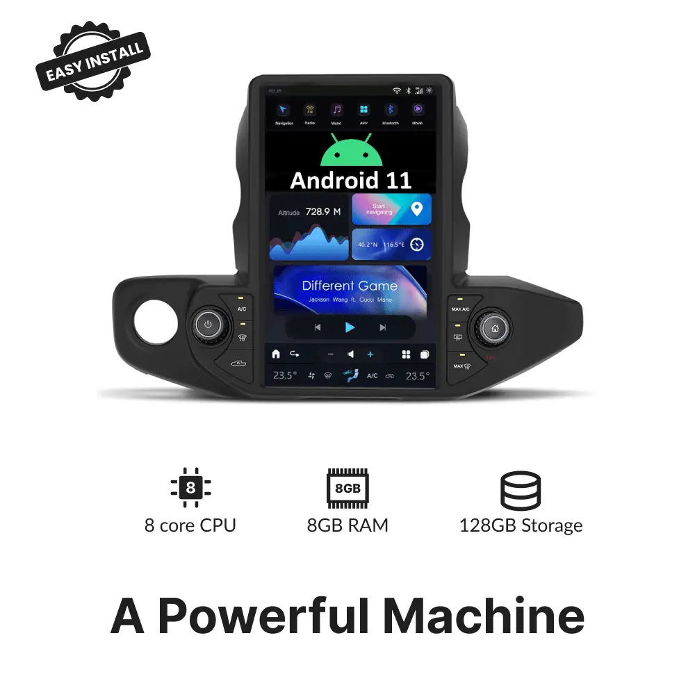 Jeep Wrangler 2018-2021 — 13.6" Tesla-Style Apple Carplay Screen - Car Tech Studio