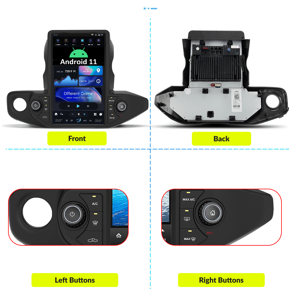 Jeep Wrangler 2018-2021 — 13.6" Tesla-Style Apple Carplay Screen - Car Tech Studio