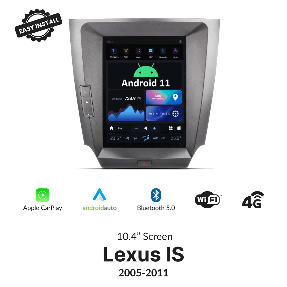 Lexus IS 2005-2011 — 10.4" Tesla-Style Apple Carplay Screen - Car Tech Studio