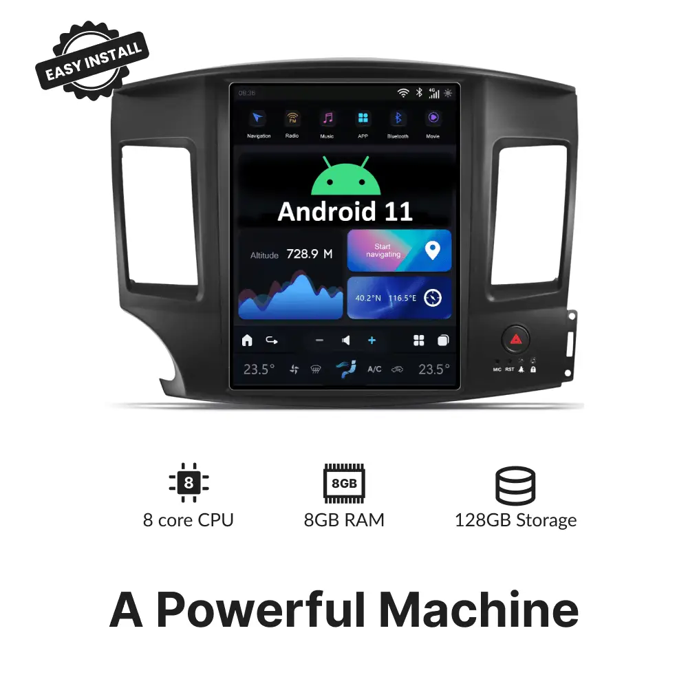 Mitsubishi Lancer 2007-2017 — 12.1" Tesla-Style Apple Carplay Screen - Car Tech Studio