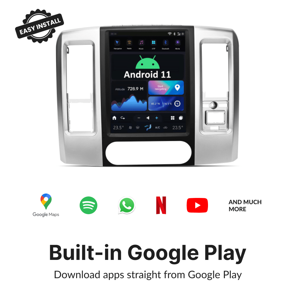 Dodge RAM 2008-2011 — 12.1" Tesla-Style Apple Carplay Screen - Car Tech Studio