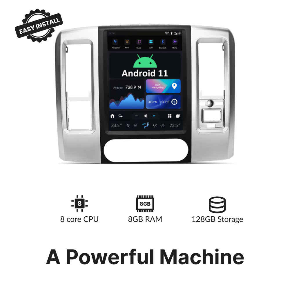 Dodge RAM 2008-2011 — 12.1" Tesla-Style Apple Carplay Screen - Car Tech Studio