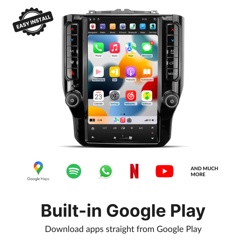 Dodge RAM 2020-2021 — 12.1" Tesla-Style Apple Carplay Screen - Car Tech Studio