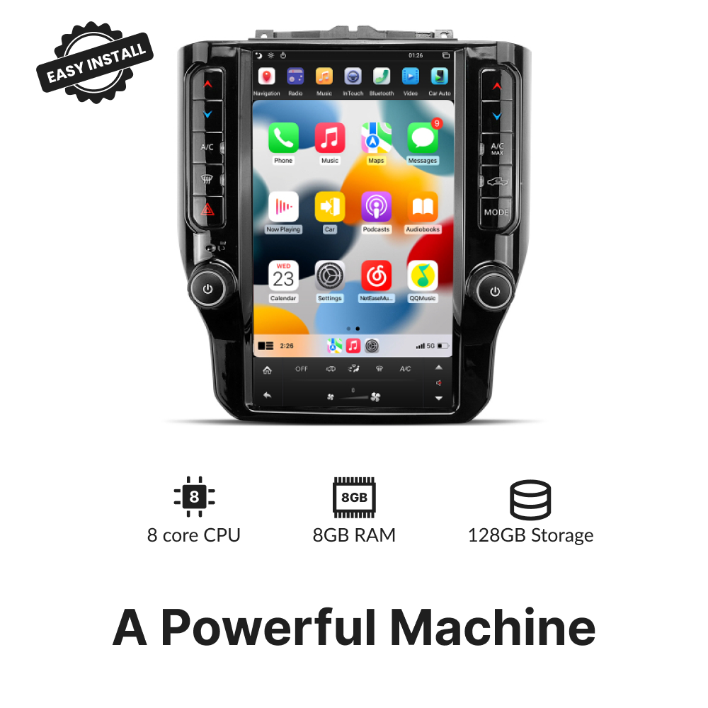 Dodge RAM 2020-2021 — 12.1" Tesla-Style Apple Carplay Screen - Car Tech Studio