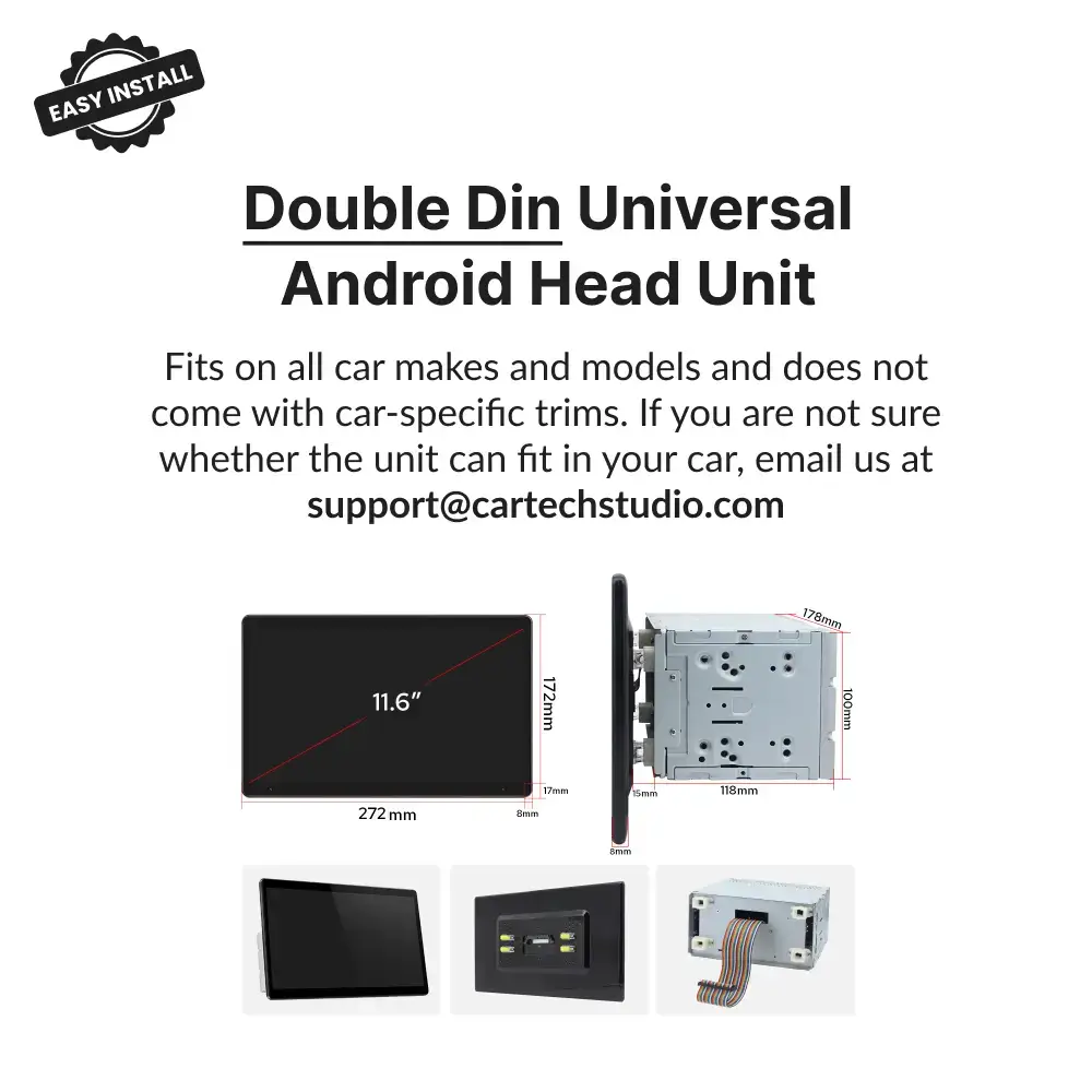 Premium Double Din 11.6” Universal Carplay & Android Auto Head Unit - Car Tech Studio