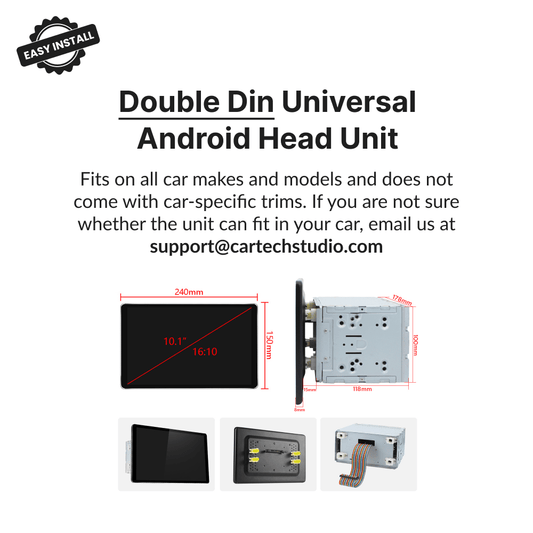 Premium Double Din 10.1” Universal Carplay & Android Auto Head Unit