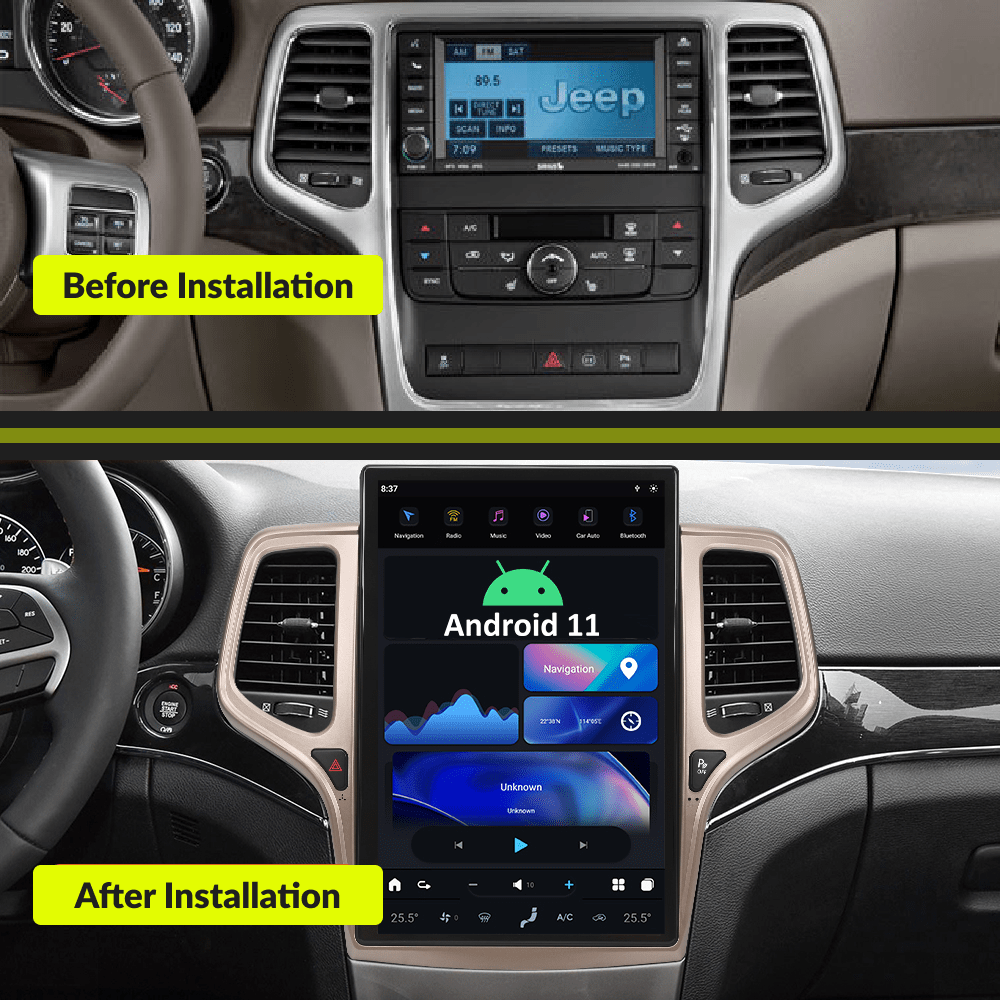 Jeep Grand Cherokee 2014-2020 — 14.5" Tesla-Style Apple Carplay Screen - Car Tech Studio