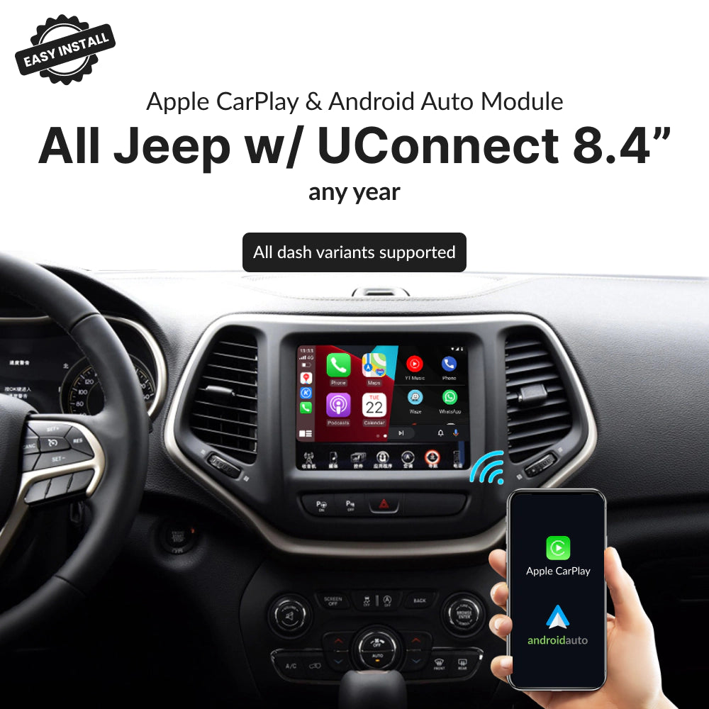 All Jeep with UConnect 8.4" — Wireless Apple CarPlay & Android Auto Module
