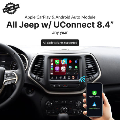 All Jeep with UConnect 8.4" — Wireless Apple CarPlay & Android Auto Module