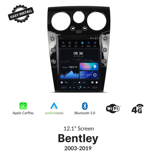 Bentley 2003-2019 — 12.1" Tesla-Style Apple Carplay Screen - Car Tech Studio