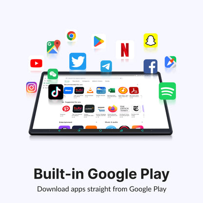 Chrysler 300C 13.3” Android head unit with built-in Google Play Store for downloading apps like YouTube, Spotify, and Google Maps.