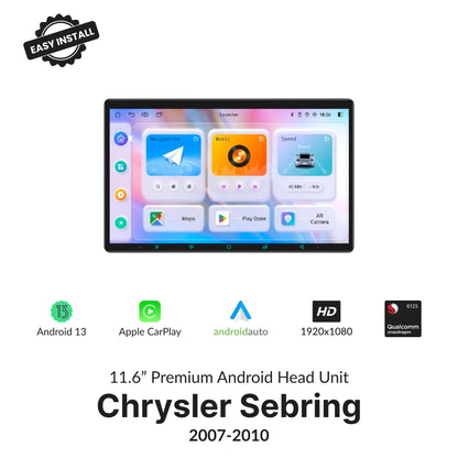 Chrysler Sebring 2007-2010 11.6” Premium Android Head Unit with wireless CarPlay, Android Auto, and HD touchscreen display.