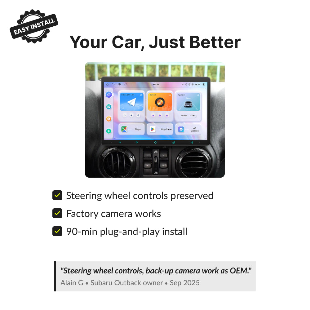 Chrysler Sebring 2007-2010 Android head unit retains steering wheel controls, factory camera, and installs in 90 minutes.