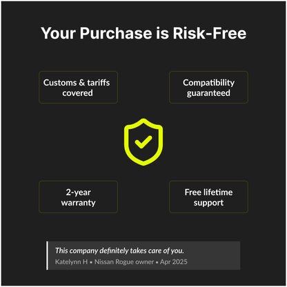 Risk-free purchase of Dodge Durango 2009-2011 Android Head Unit with 2-year warranty, free support, and compatibility guarantee.