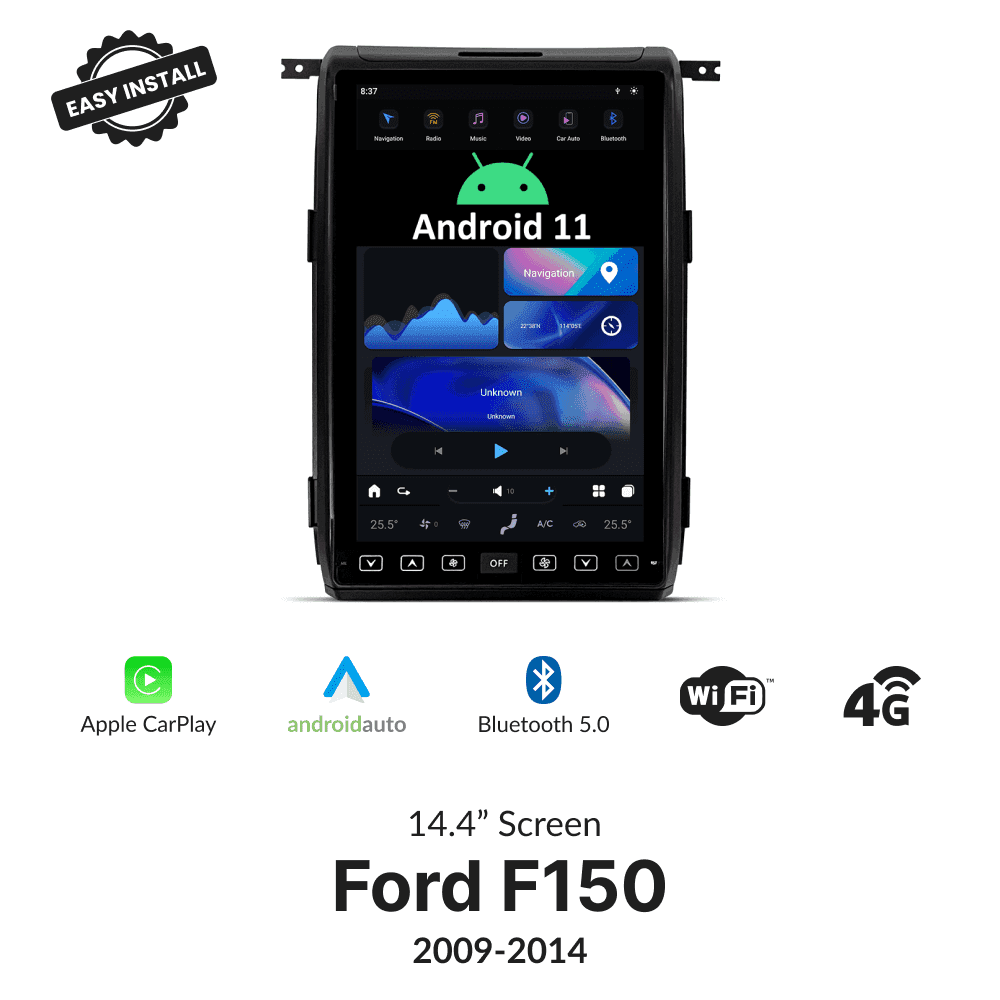 Ford F150 2009-2014 — 14.4" Tesla-Style Apple Carplay Screen - Car Tech Studio