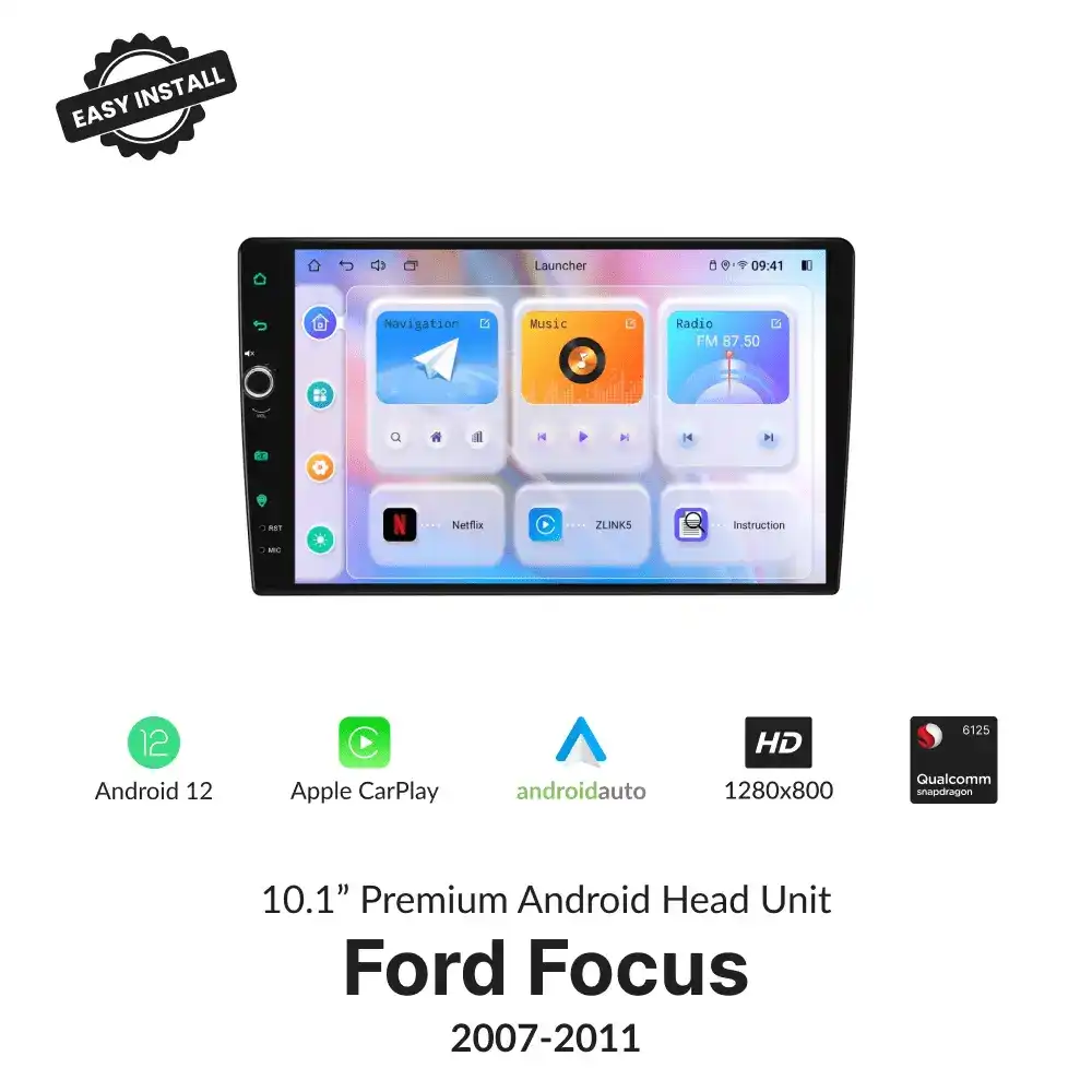 Ford Focus 2007-2011 | 10.1” CarPlay Head Unit w/ Knob – Car Tech Studio