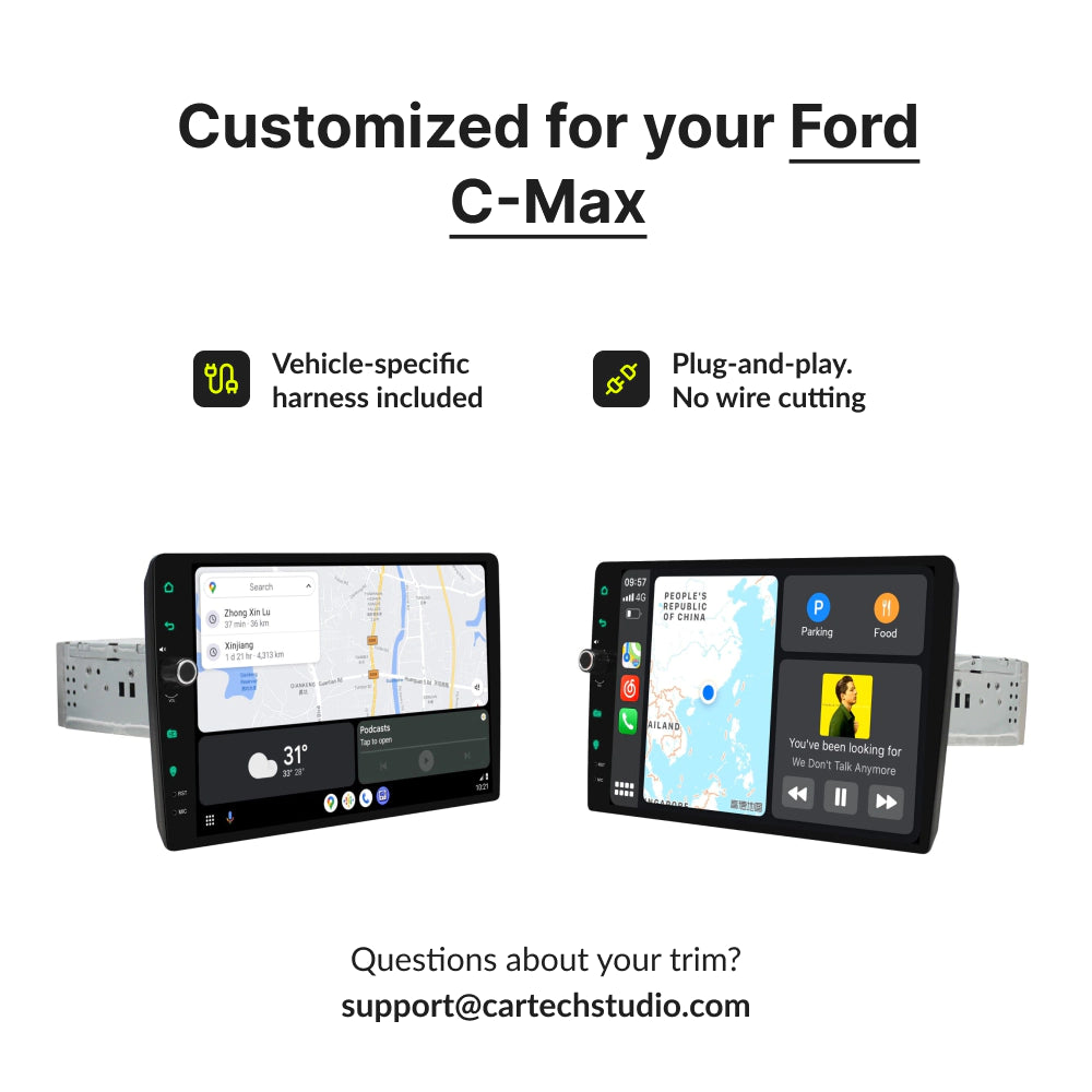 Ford C-Max 2007-2011 — Premium 10.1” CarPlay & Android Auto Head Unit With Volume Knob 2007