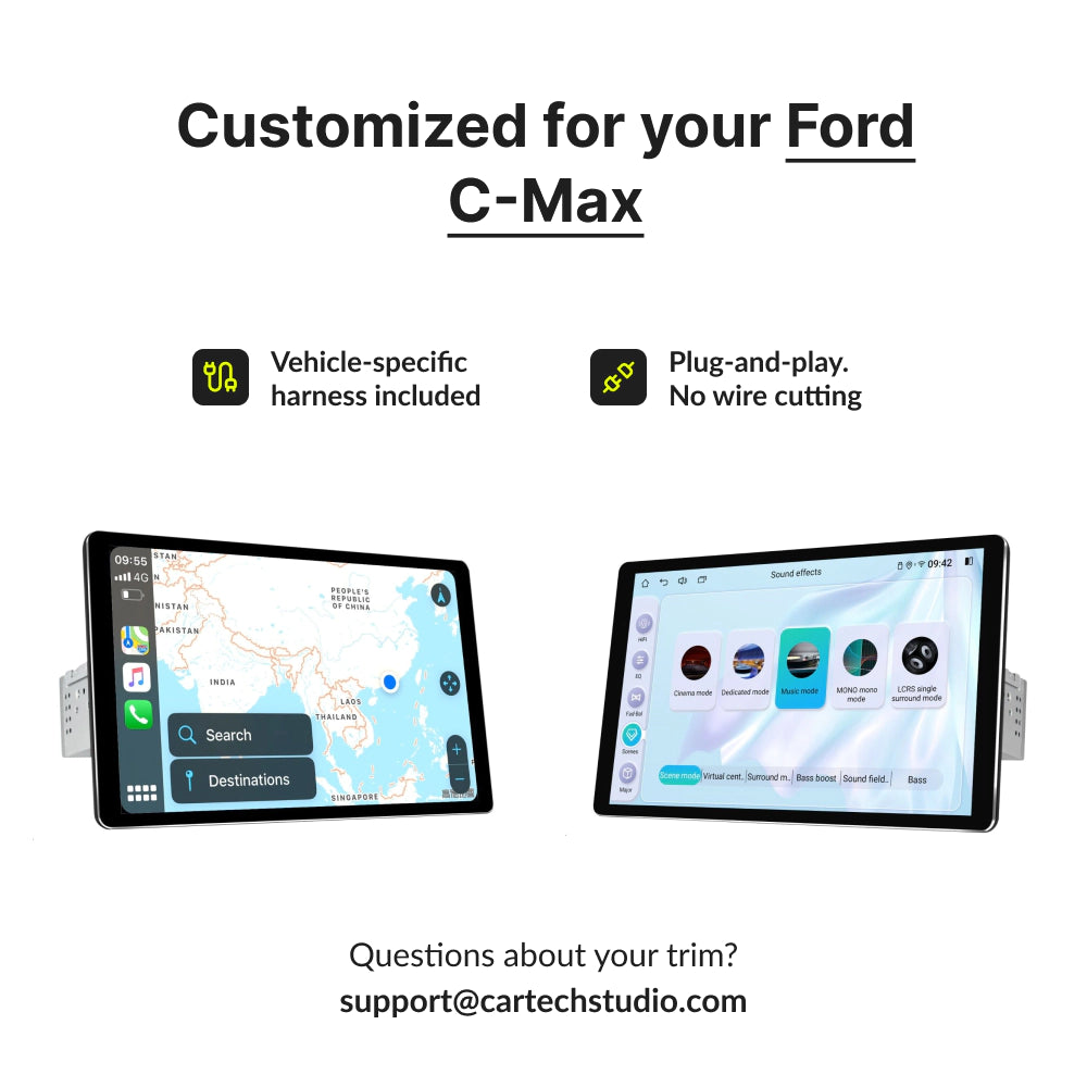 Ford C-Max 2007-2011 — Premium 10.1” Ultrathin CarPlay & Android Auto Head Unit 2007