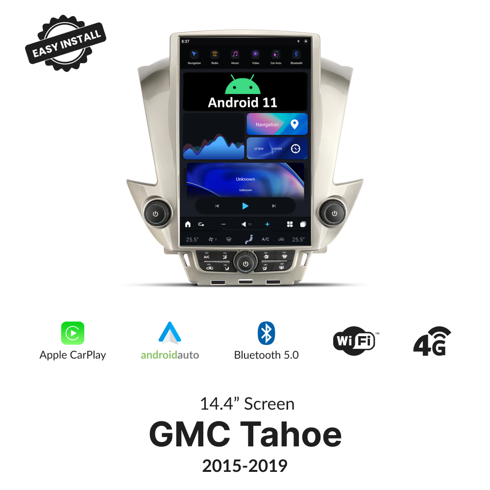 GMC Tahoe 2015-2019 — 14.4" Tesla-Style Apple Carplay Screen - Car Tech Studio