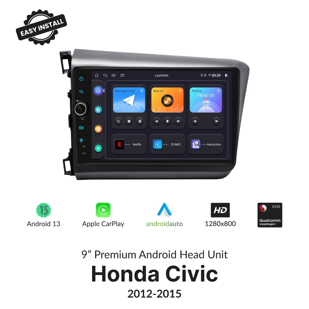 Honda Civic 2012-2015 — Premium 9” Carplay & Android Auto Head Unit
