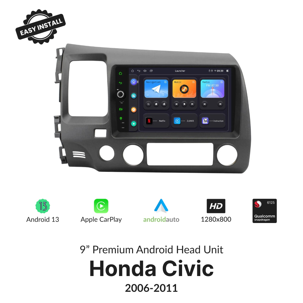 Honda Civic 2006-2011 — Premium 9” CarPlay & Android Auto Head Unit 2006