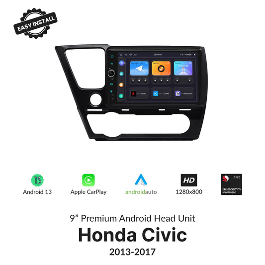 Honda Civic 2013-2017 — Premium 9” CarPlay & Android Auto Head Unit 2013