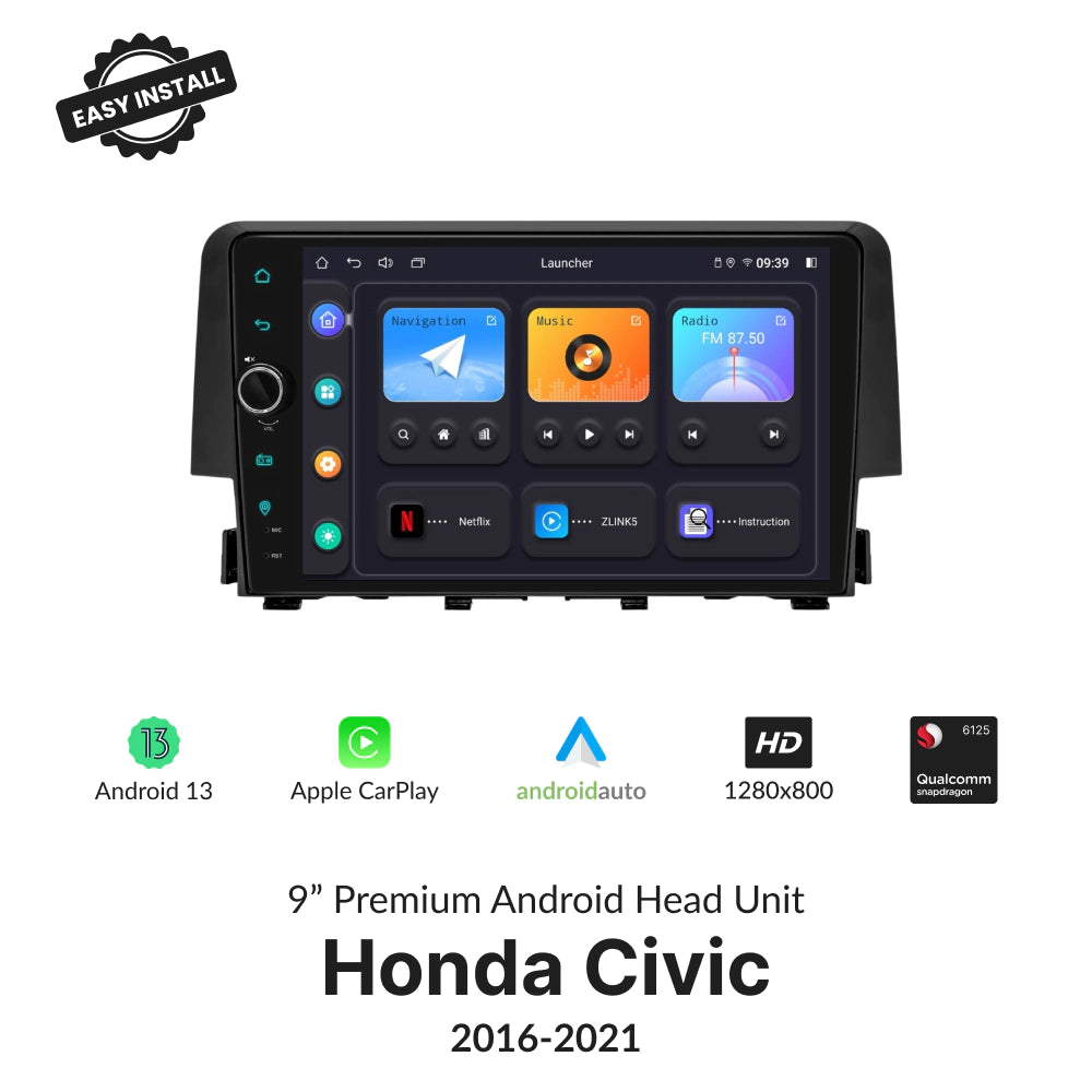 Honda Civic 2016-2021 — Premium 9” CarPlay & Android Auto Head Unit 2016