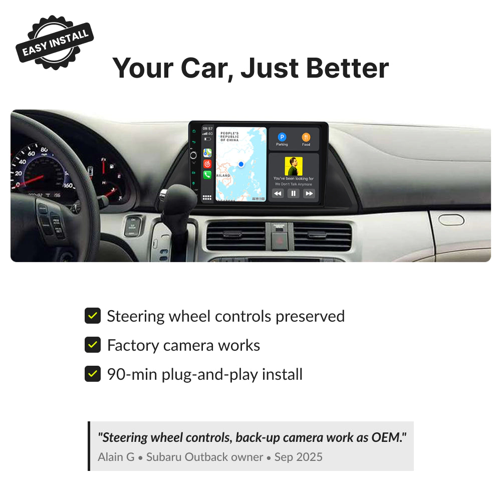 Honda Odyssey 2005-2010 Android Head Unit preserves steering wheel controls and factory camera with easy 90-min install.