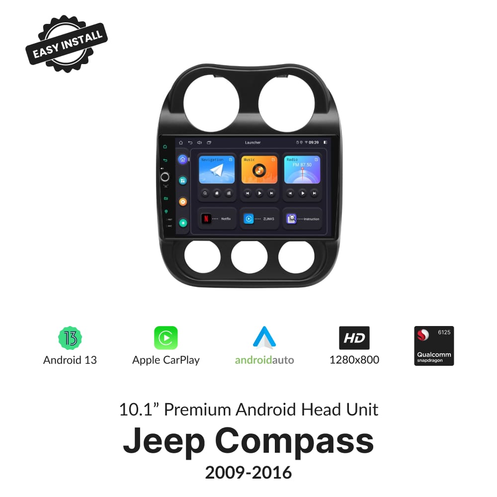 Jeep Compass 2009-2016 — Premium 10.1” Carplay & Android Auto Head Unit