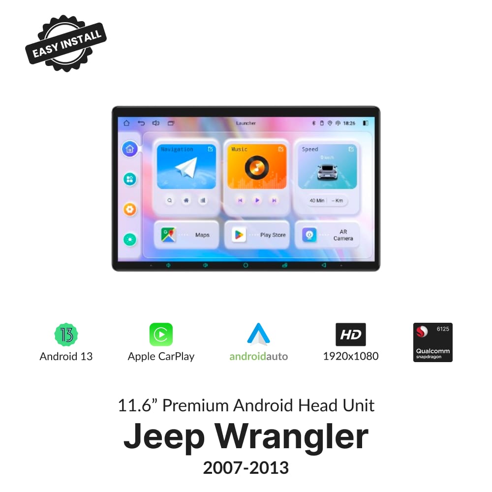 Jeep Wrangler 2007-2013 — Premium 11.6” Carplay & Android Auto Head Unit