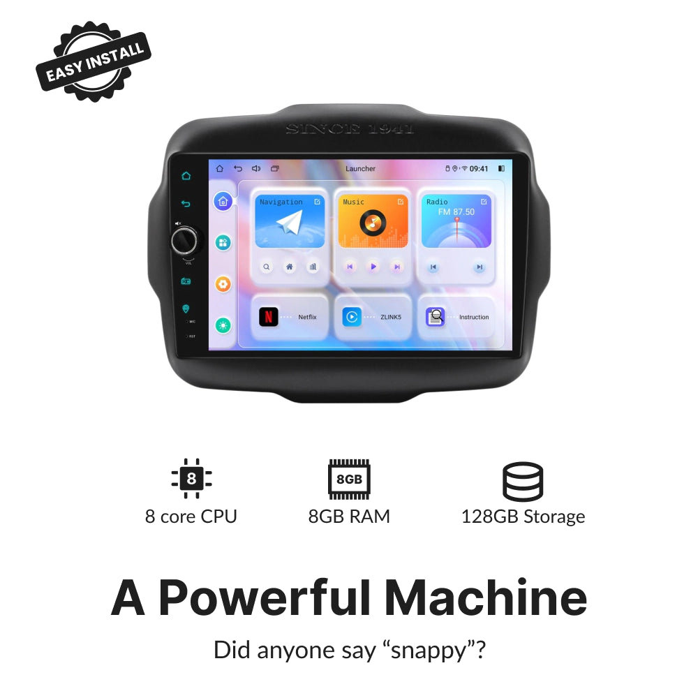 Jeep Renegade 2014-2023 — Premium 9” CarPlay & Android Auto Head Unit 2014