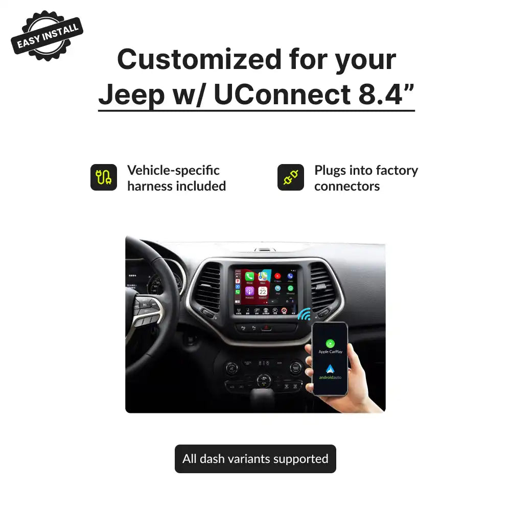 Jeep Compass with UConnect 8.4" — Wireless Apple CarPlay & Android Auto Module