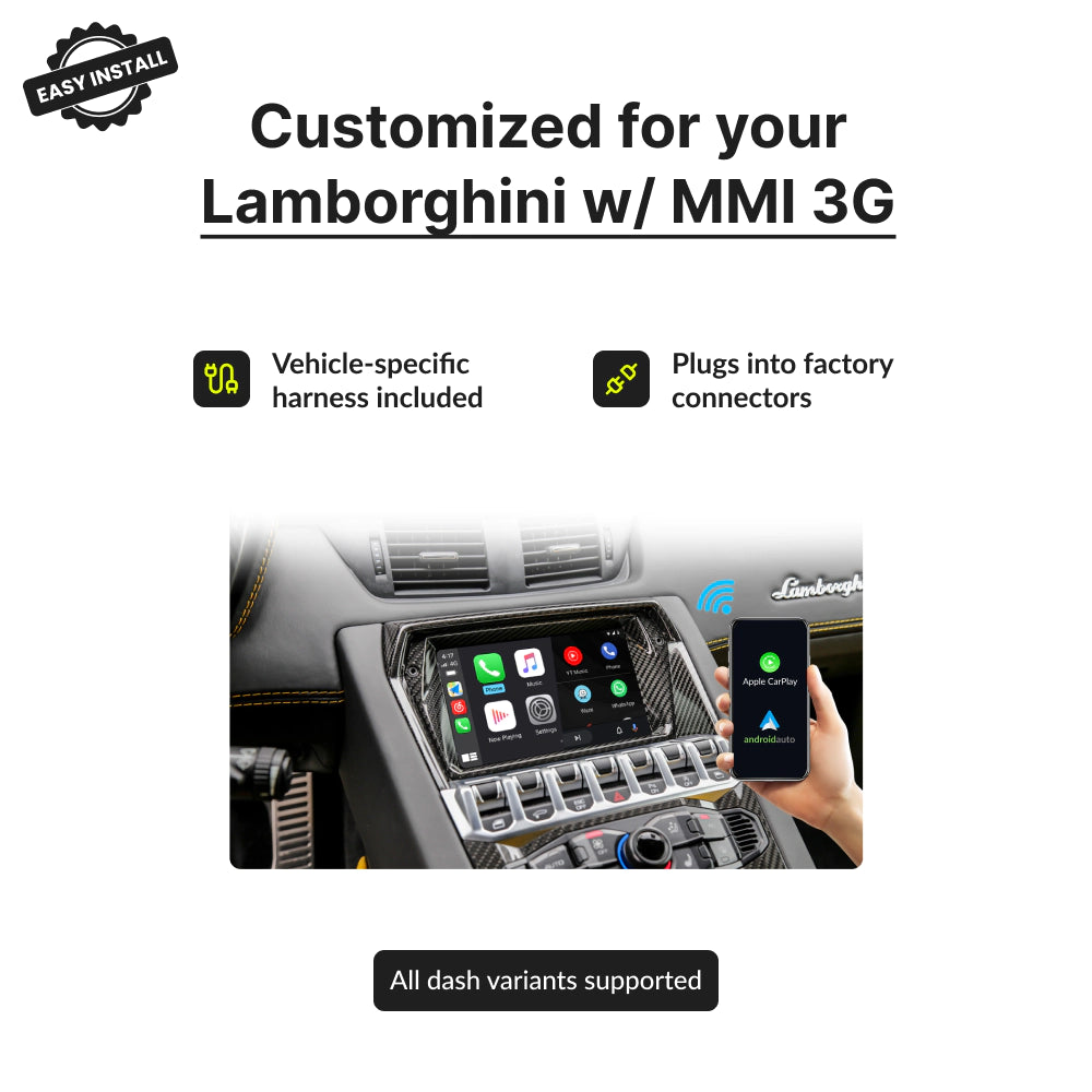 Lamborghini with MMI 3G 2011-2020 — Wireless Apple CarPlay & Android Auto Module 2012