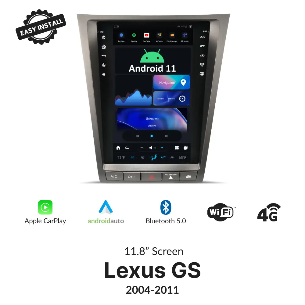 Lexus GS 2004-2011 — 11.8" Tesla-Style Apple Carplay Screen - Car Tech Studio